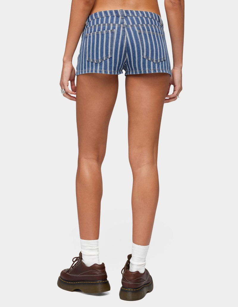 EDIKTED Odie Striped Low Rise Denim Micro Shorts image number 2
