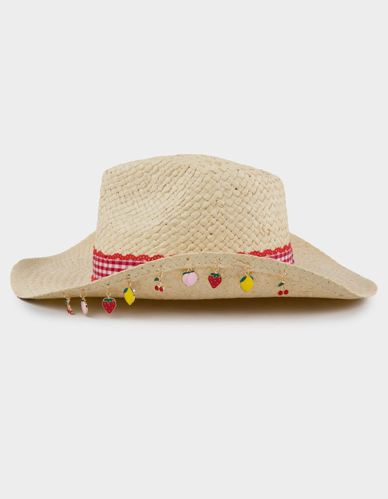 Multi Fruit Charm Straw Cowboy Hat image number 6