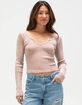 FULL TILT Notch Neck Womens Long Sleeve Rib Top image number 1