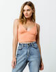 DESTINED Ribbed Empire Waist Coral Womens Crop Tank Top image number 1