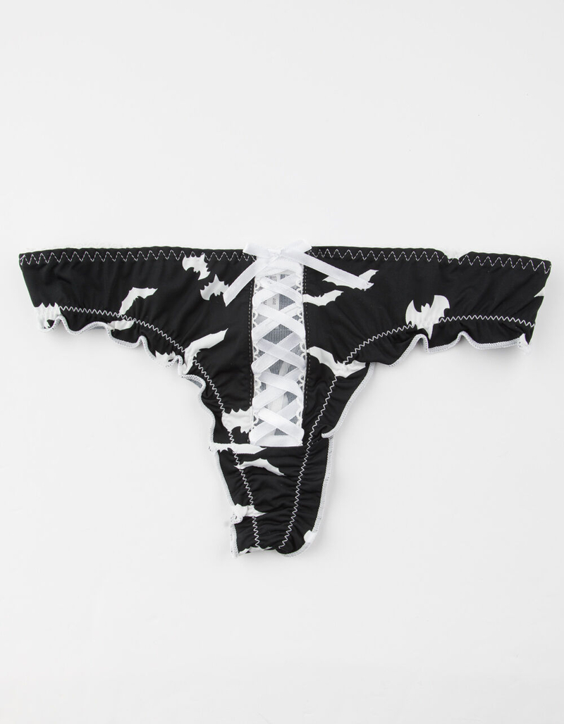 FULL TILT Lace Up Bat Print Thong image number 0