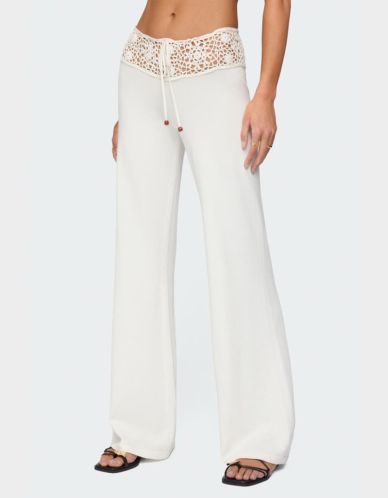 EDIKTED Kirsty Crochet Waist Knit Pants image number 2