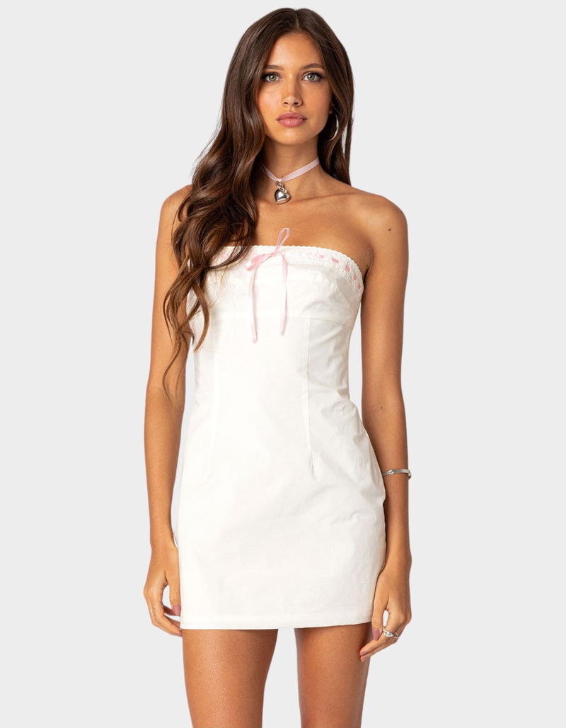 EDIKTED Poplin Bustier Mini Dress image number 1