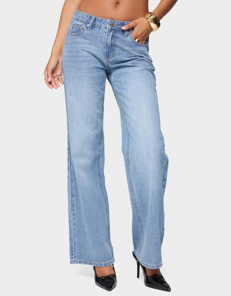 EDIKTED Holly Straight Leg Mid Rise Jeans image number 0
