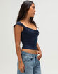 TILLYS Butter Soft Womens Cap Sleeve Cinch Front Tee image number 3