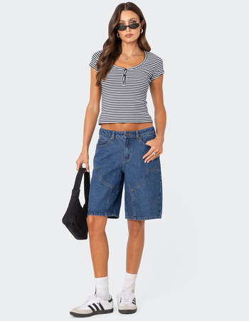 EDIKTED Kady Striped Henley Tee Alternative Image