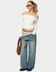 EDIKTED Petite Magda Low Rise Acid Wash Jeans image number 5
