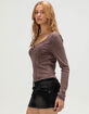 RSQ Womens Washed Notch Long Sleeve Top image number 3