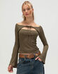 WEST OF MELROSE Womens Off The Shoulder Open Tie Front Top image number 1
