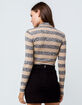 SKY AND SPARROW Stripe Camel Womens Turtleneck Top image number 2