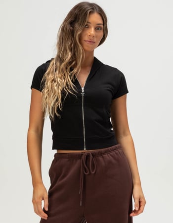 FULL TILT Womens Zip-Up Short Sleeve Hoodie Primary Image