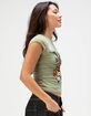ED HARDY Rhinestone Anchor Rose Womens Cap Sleeve Baby Tee image number 3