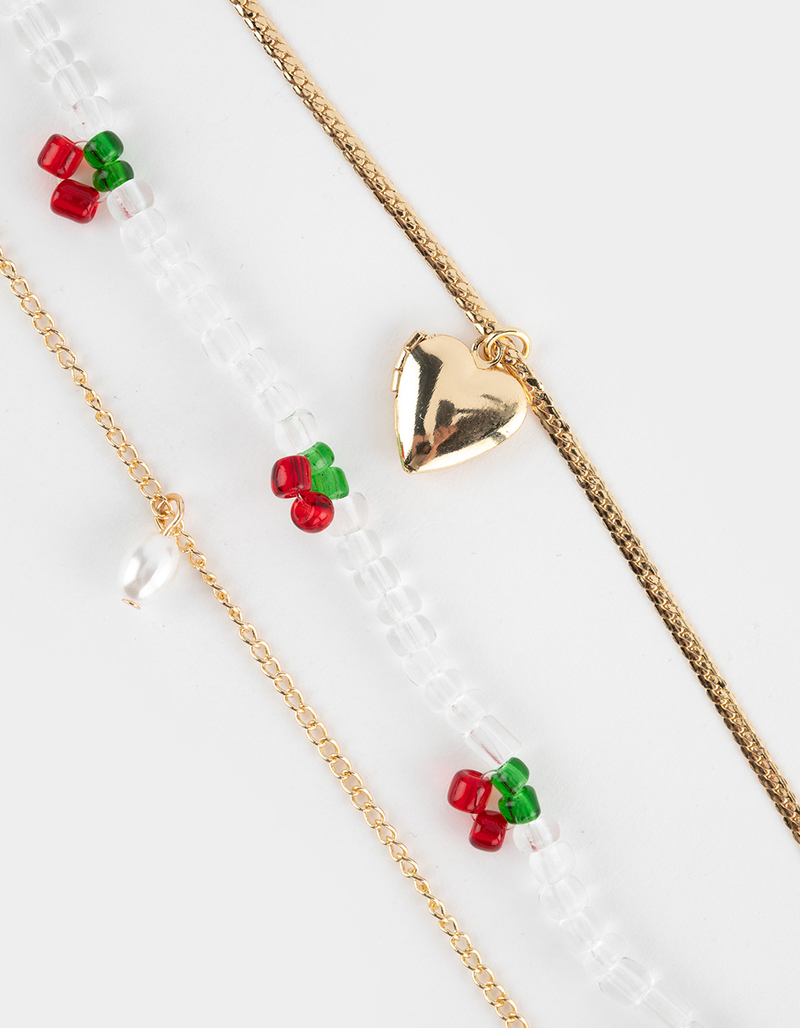 FULL TILT Layered Beaded Cherry Necklace image number 3