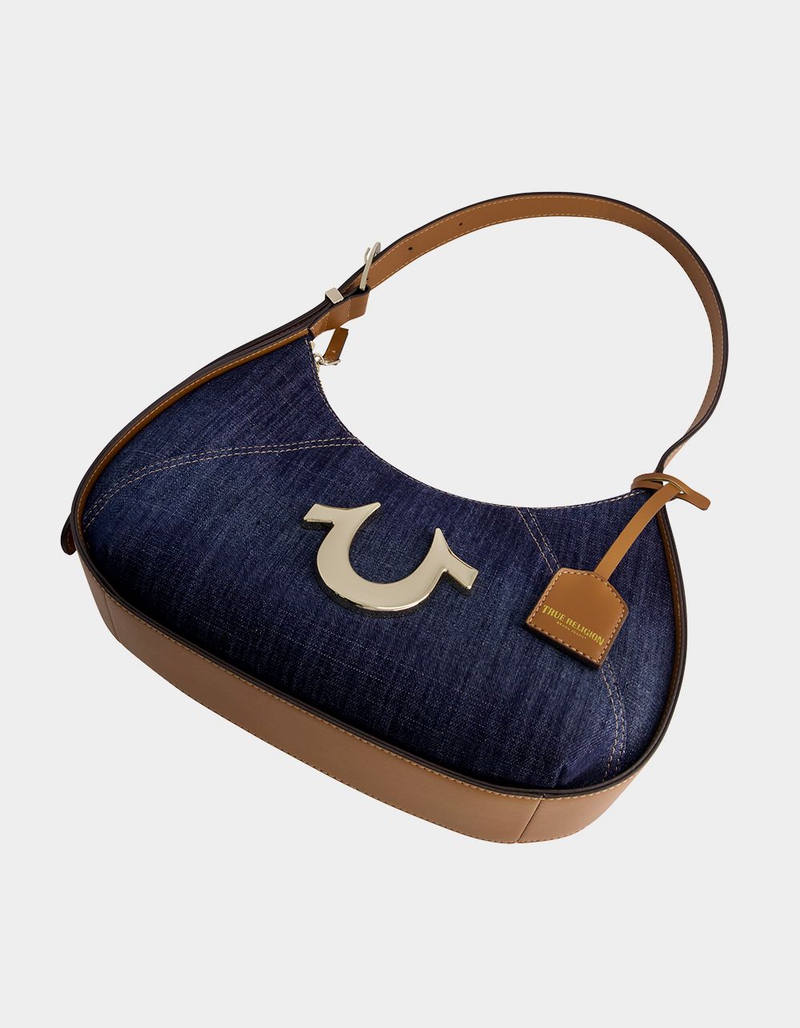 TRUE RELIGION Metal Horseshoe Denim Hobo Bag image number 3