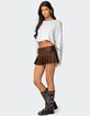 EDIKTED Faux Leather Pleated Mini Skort image number 3