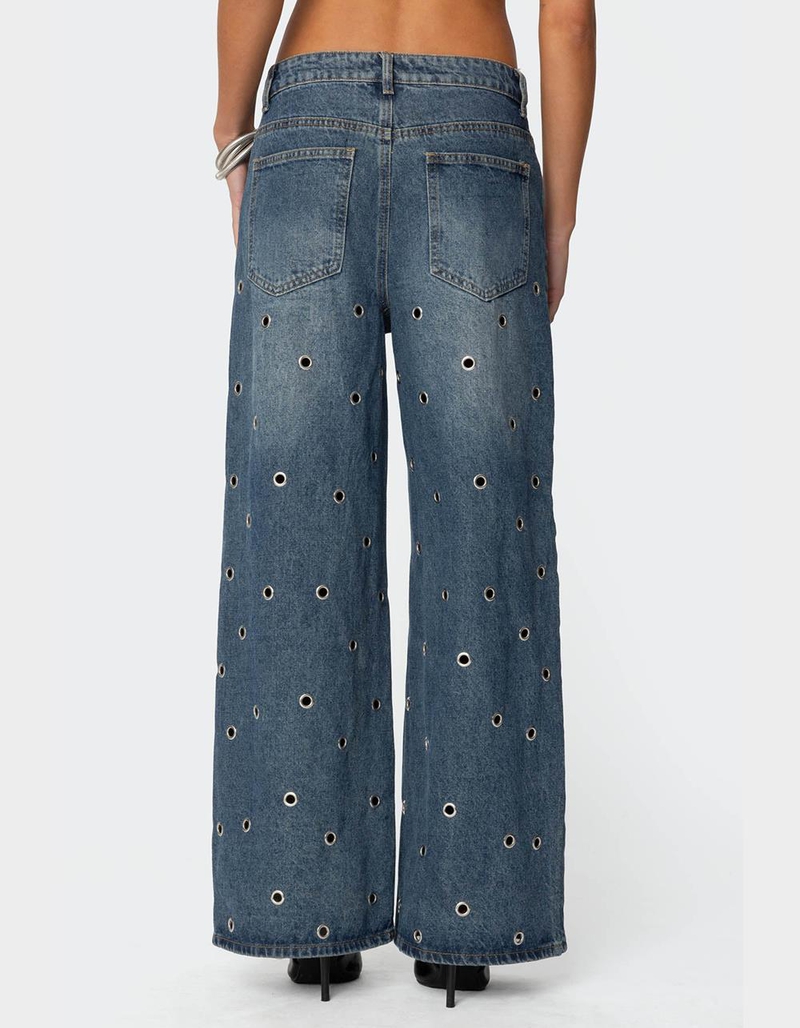 EDIKTED Jainie Grommet Low Rise Jeans image number 4