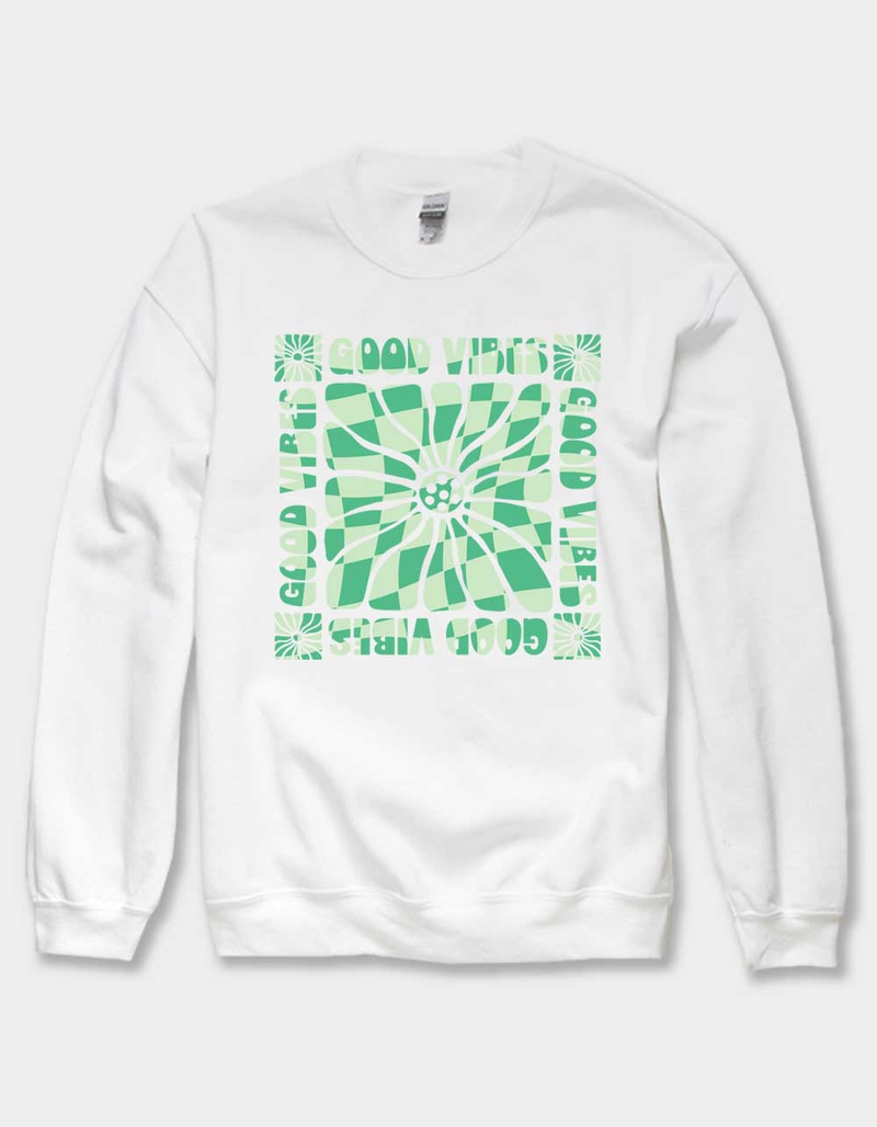 FLORAL Good Vibes Checkered Unisex Crewneck Sweatshirt image number 0