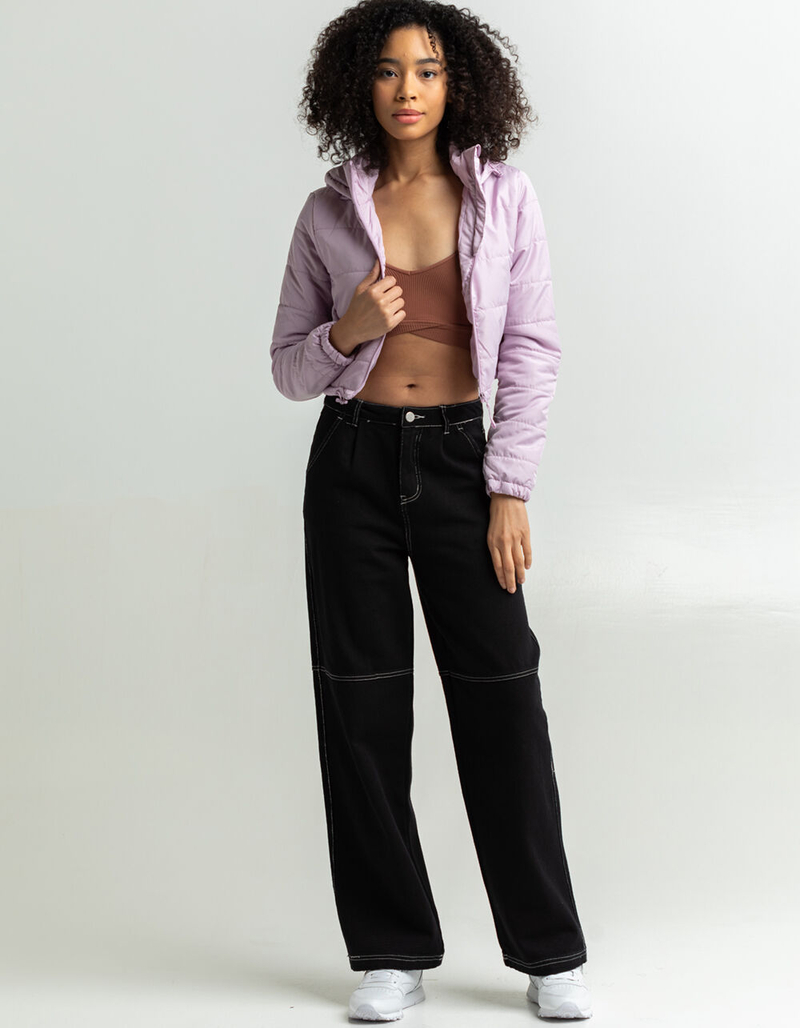 FULL TILT Womens Cropped Hooded Puffer Jacket image number 3