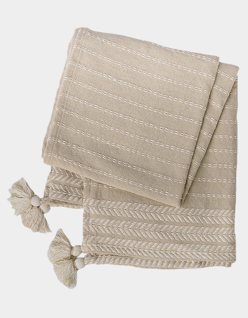 Neutral Woven Throw Blanket image number 0