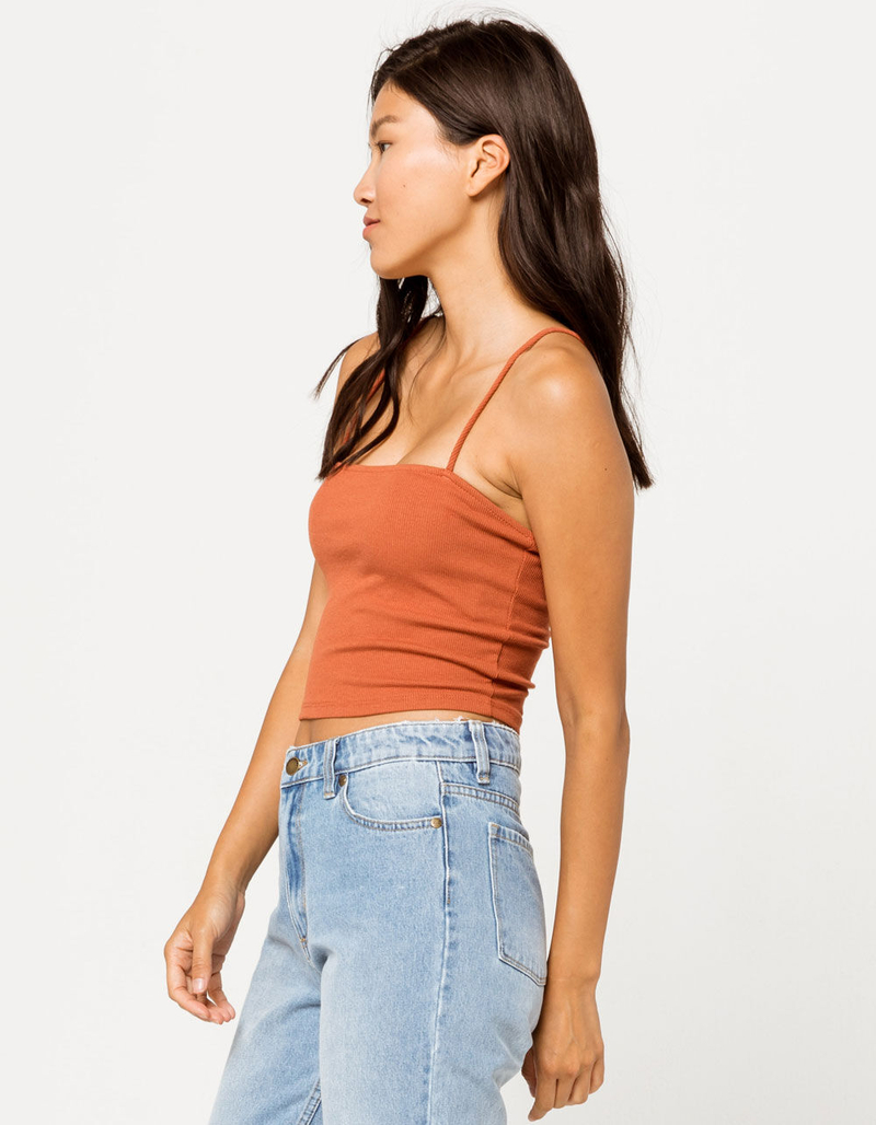 DESTINED Square Neck Burnt Red Womens Tank Top image number 1