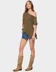 EDIKTED Studded Grommet Denim Mini Skort image number 4
