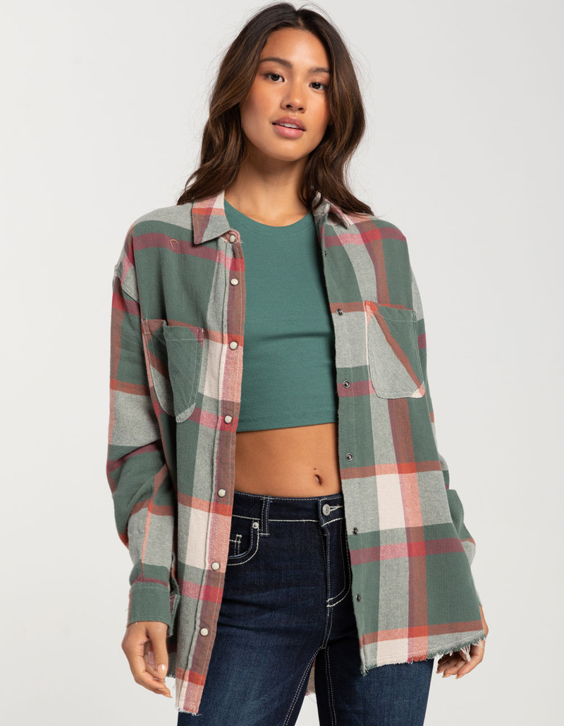 RSQ Womens Raw Edge Flannel image number 0