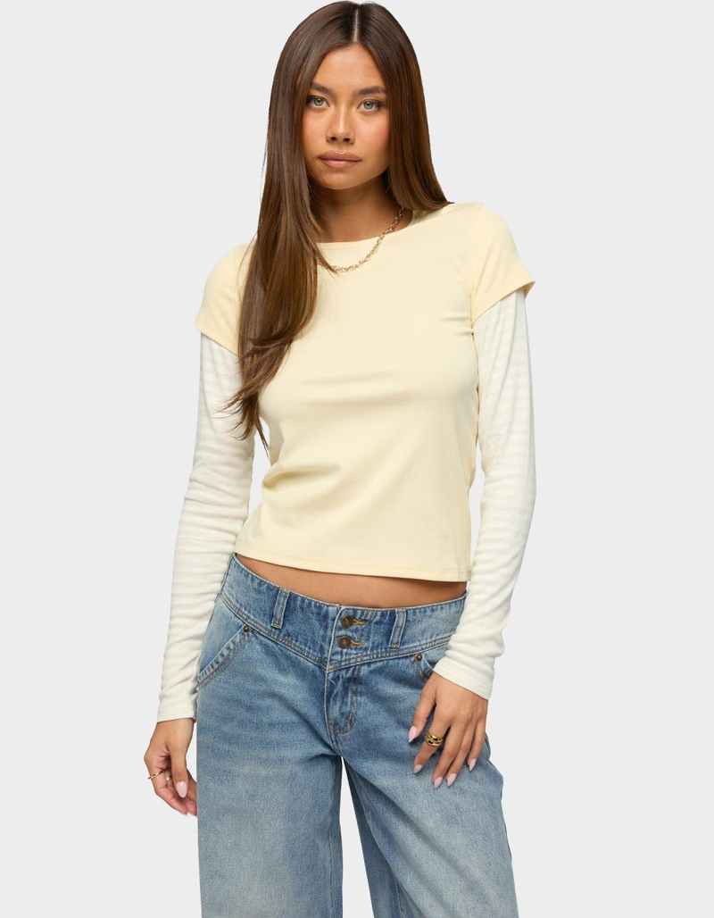 EDIKTED Stripey Layered Long Sleeve Tee image number 1