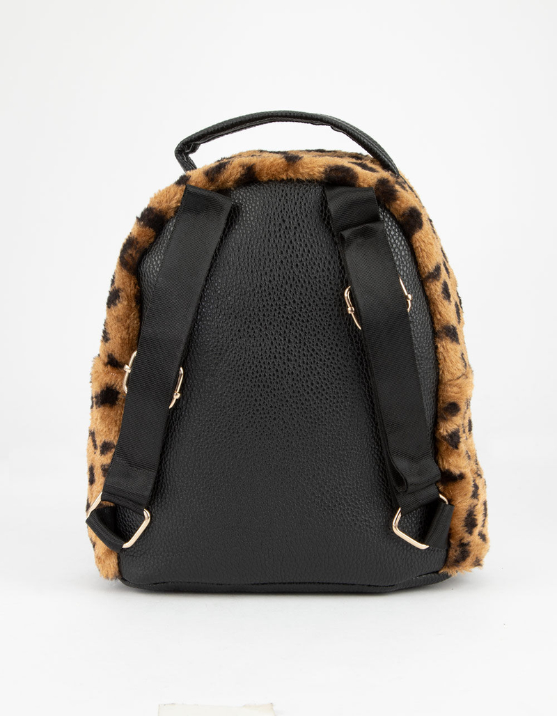 ORCHID LOVE Faux Fur Leopard Mini Backpack image number 2