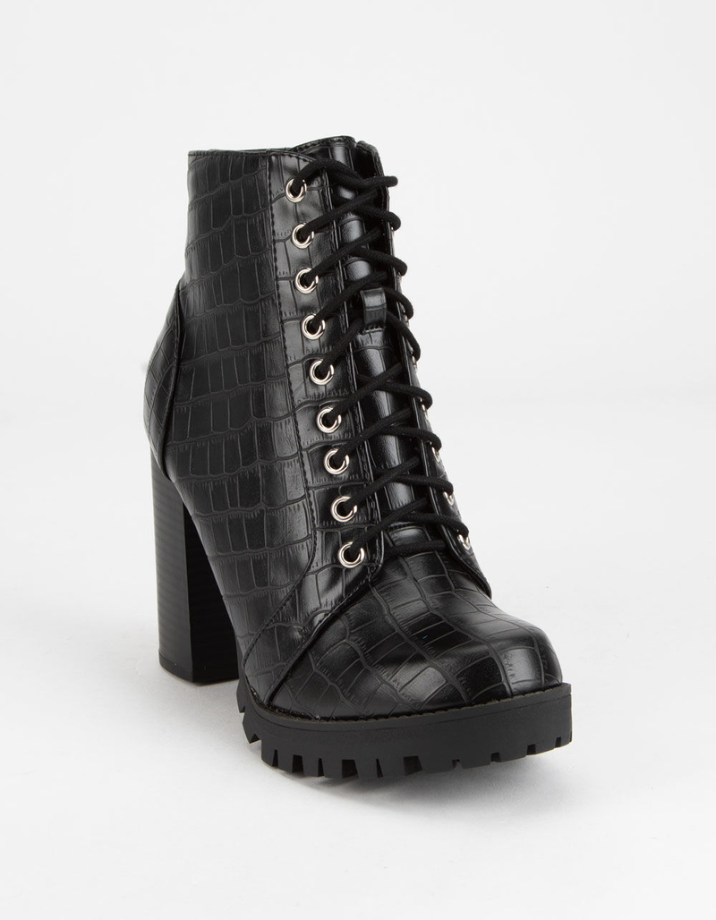 SODA Croc Lace Up Womens Booties image number 0