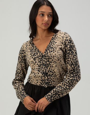 WEST OF MELROSE Leopard Womens Cardigan Primary Image