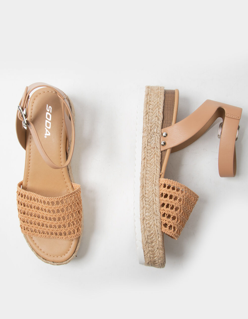 SODA Crochet Strap Womens Flatform Sandals image number 4