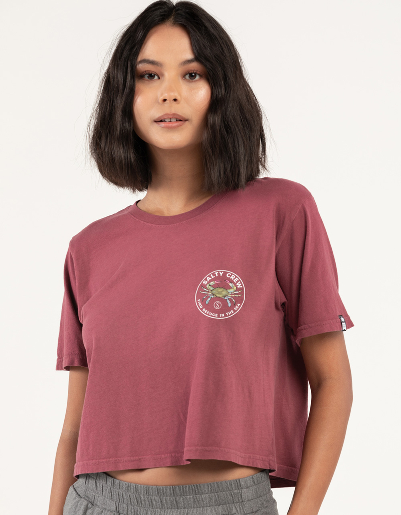 SALTY CREW Blue Crab Womens Oversized Crop Tee image number 1