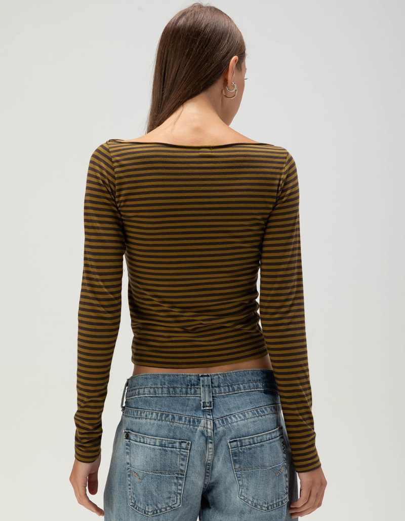 BDG Urban Outfitters Stripe Womens Slash Neck Long Sleeve Tee image number 3