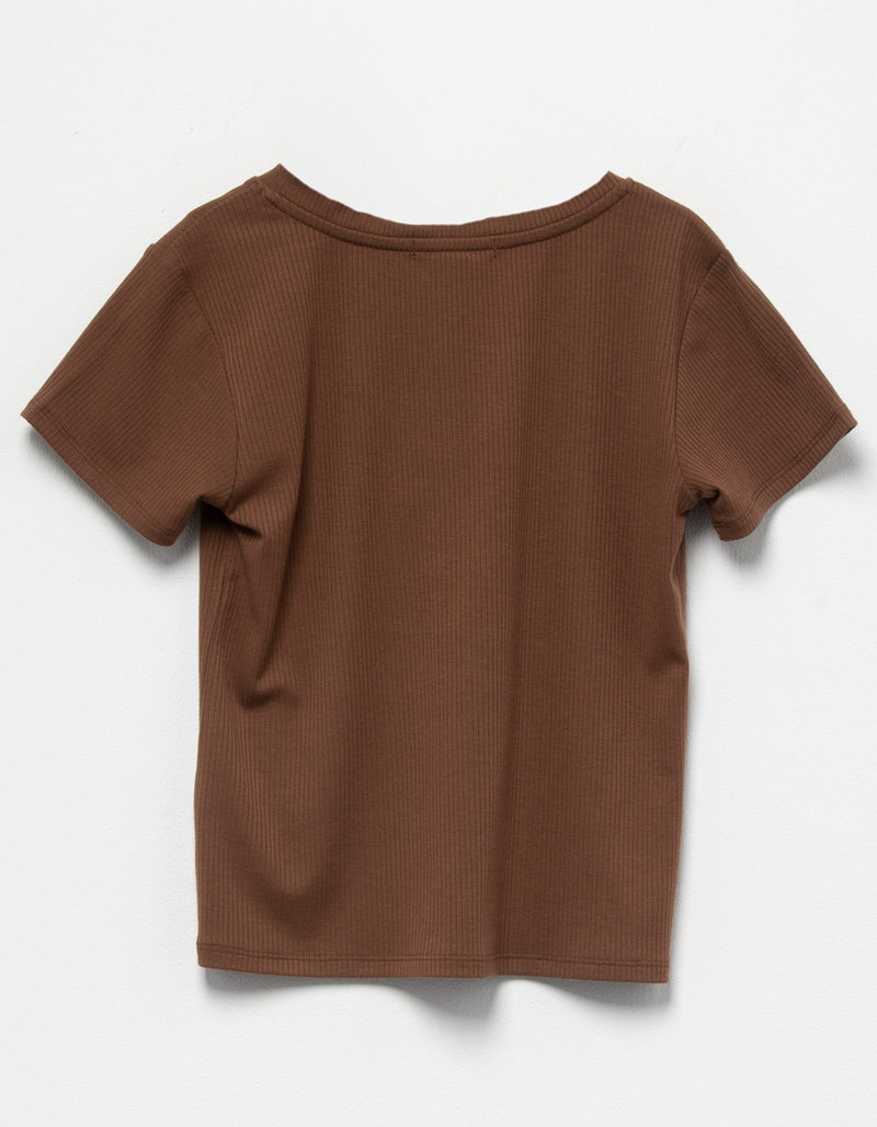 FULL TILT Essentials Girls V Neck Rib Tee image number 5