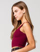 BOZZOLO Square Neck Womens Burgundy Crop Tank Top image number 2