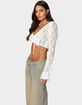 EDIKTED Tie Front Crochet Crop Top image number 3