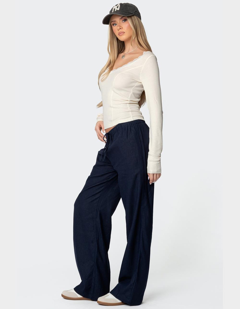 EDIKTED Mel Lace Trim V-Neck Top image number 3