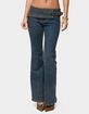 EDIKTED Asymmetric Grommet Belt Low Rise Flared Jeans image number 1