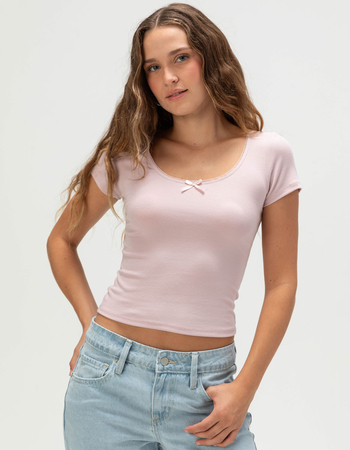 TILLYS Bow Picot Trim Womens Top Primary Image