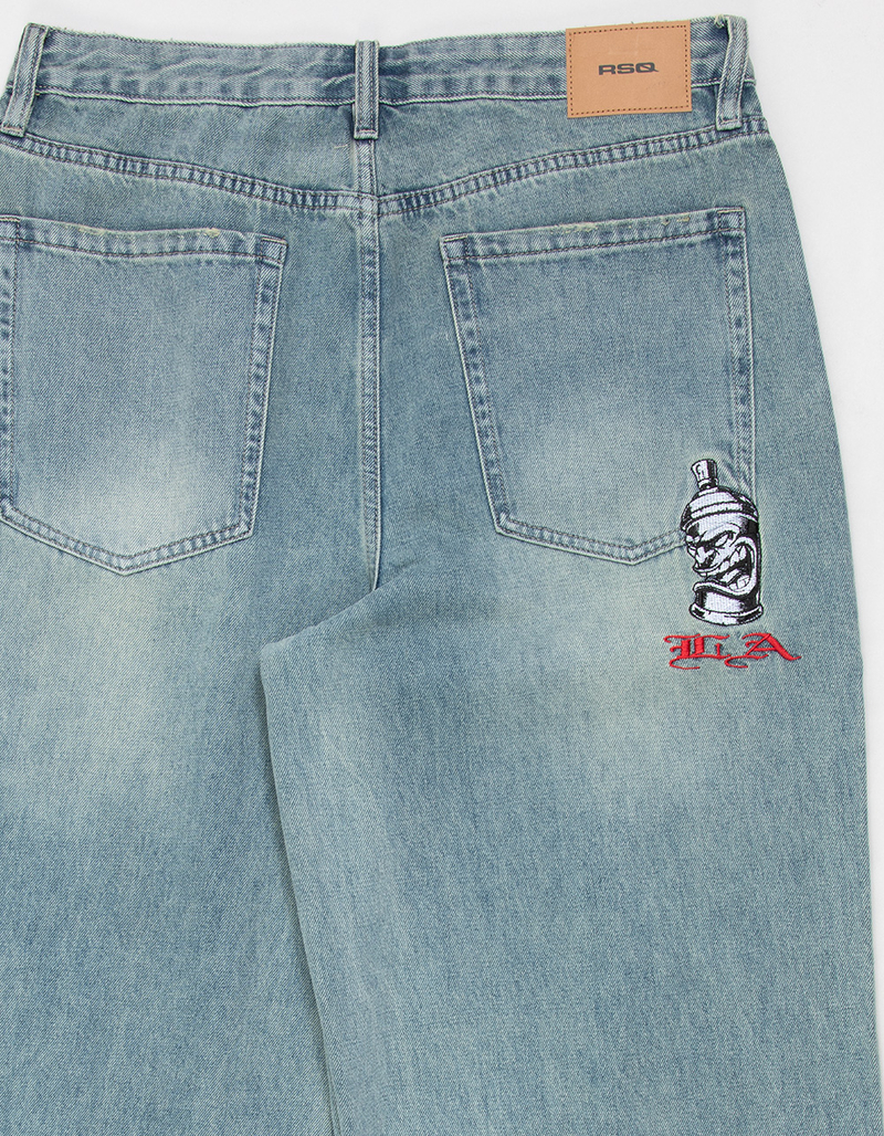 RSQ Mens Extra Baggy Embroidered Jeans image number 5