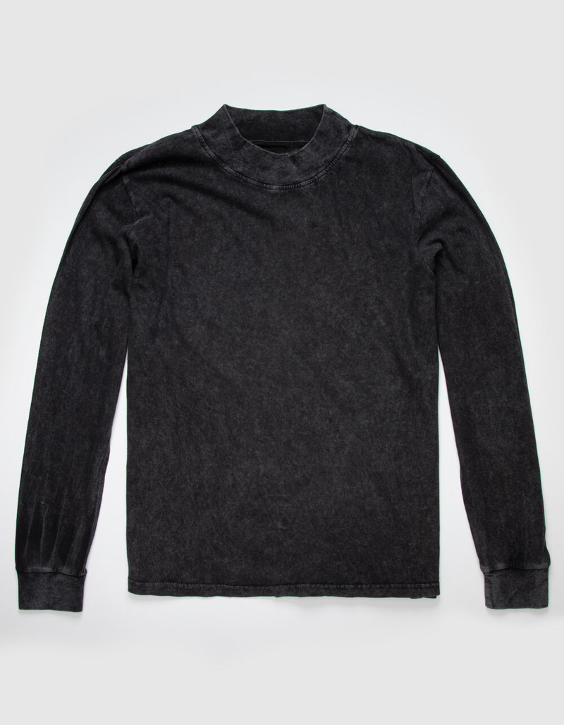 RANDOM ACCESS Mock Neck Wash Mens Black T-Shirt image number 0