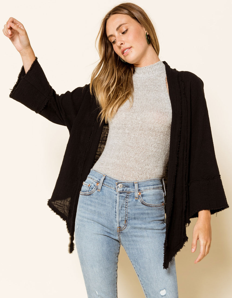 WEST OF MELROSE Ready Or Knot Womens Linen Kimono image number 3