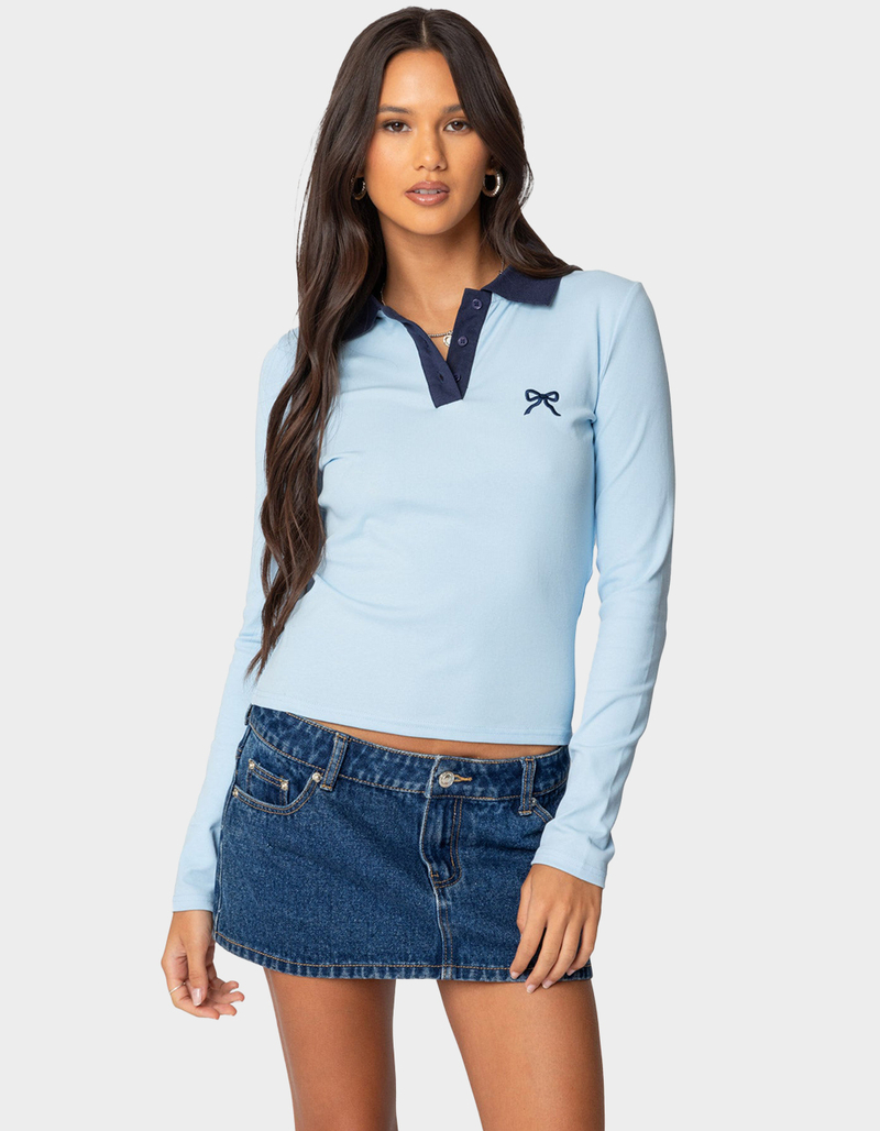 EDIKTED Contrast Bow Polo Top image number 0