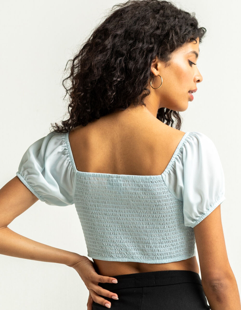 SKY AND SPARROW Emma Womens Light Blue Double Tie Front Top image number 2