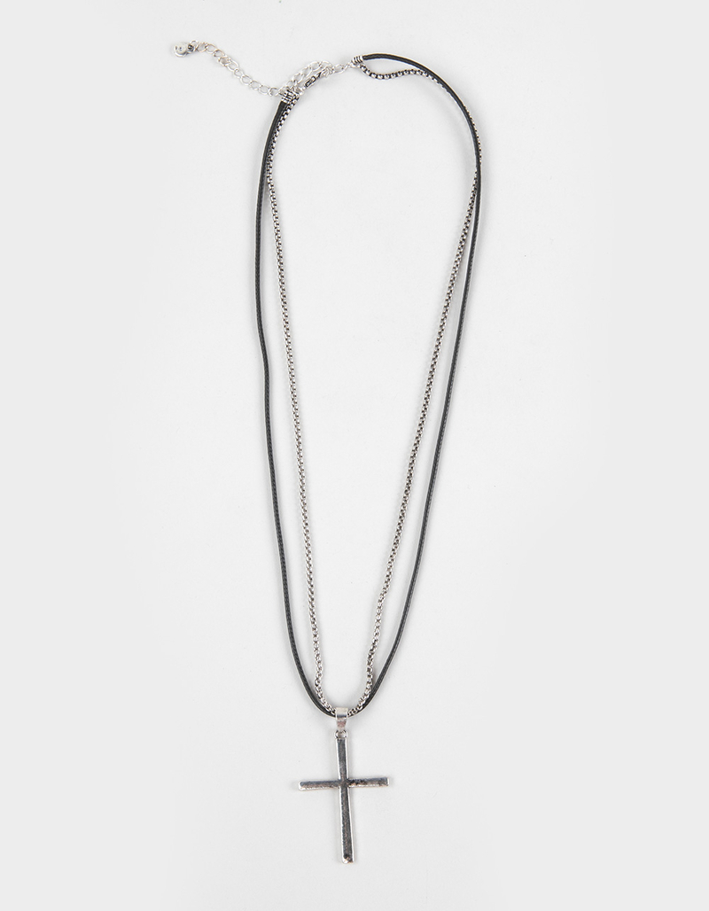 RSQ Mens Rolo Chain Cross Pendant Necklace image number 0