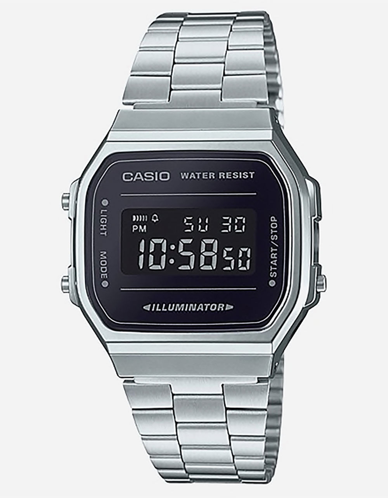 Casio Vintage A168WEM-1 Silver & Black Watch image number 0