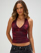 FULL TILT Floral Mesh Womens Halter Top image number 5