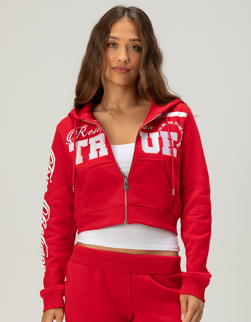 TRUE RELIGION Embroidered Crop Womens Zip-Up Hoodie image number 0