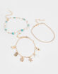 FULL TILT 3 Pack Rhinestone/Beaded/Shell Charm Anklets image number 2