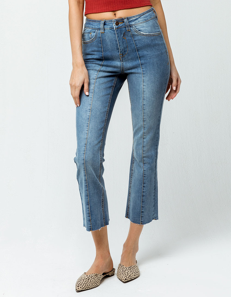 SKY AND SPARROW Seamed Crop Womens Flare Jeans image number 1